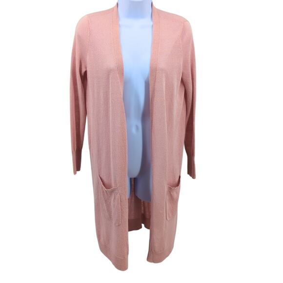 Halogen Sweater Womens XS Pink Linen Sheer Feminine Balletcore Cardigan Pastel - Picture 5 of 9